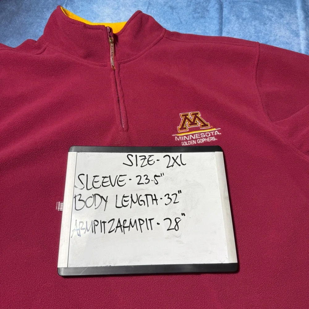 Y2K Streetwear Minnesota Golden Gophers Active Maroon Gold Fleece 1/4 Zip 2XL